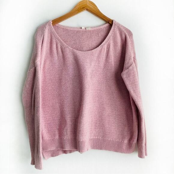 Anthropologie MOTH pink scoop neck pullover cardigan sweater 100% cotton size XS - Picture 1 of 9
